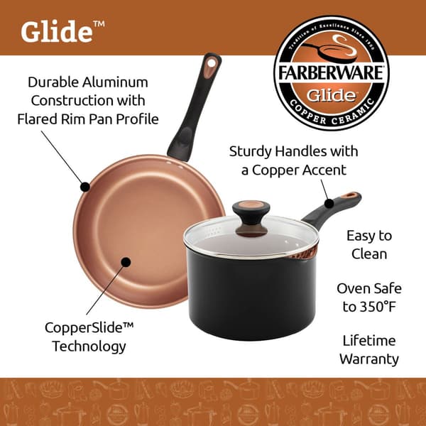 Farberware&#174; 12pc. Glide&#8482; Copper Ceramic Nonstick Cookware Set