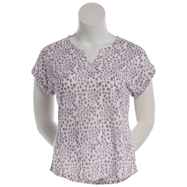 Petite Architect(R) Short Sleeve Split Neck Brushstroke Tee - image 