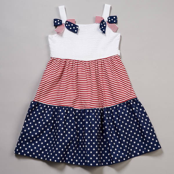 Girls (4-6x) Bonnie Jean Americana Bow Strap Dress - image 