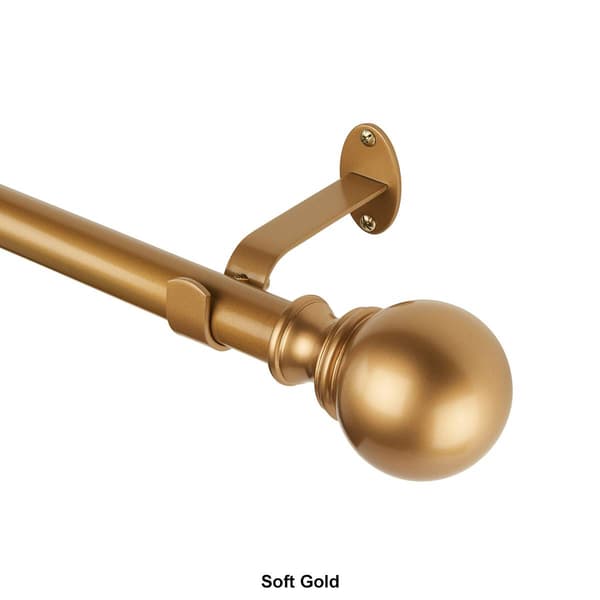 Elrene Cordelia Single Curtain Rod w/ Globe Ball Finial
