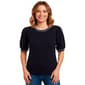 Womens Adrianna Papell Short Sleeve Scallop Edge Tipping Sweater - image 1