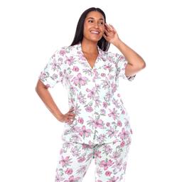 Plus Size White Mark 2pc. Floral Leopard Pajama Set