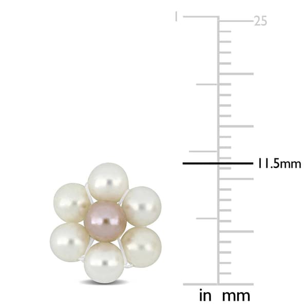 Gemstone Classics™ White & Pink Pearl Flower Stud Earrings
