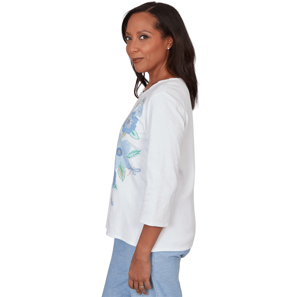 Womens Alfred Dunner Caribbean Blues Dragonfly Floral Blouse