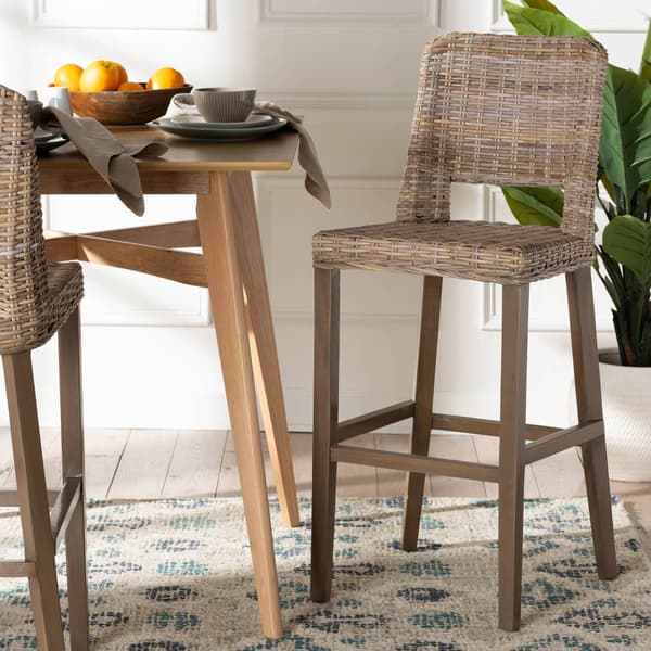 bali & pari Magy Modern Bohemian Kubu Rattan Bar Stool