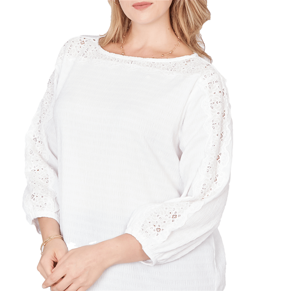Plus Size Ruby Rd. California Dreaming 3/4 Sleeve Lace Blouse