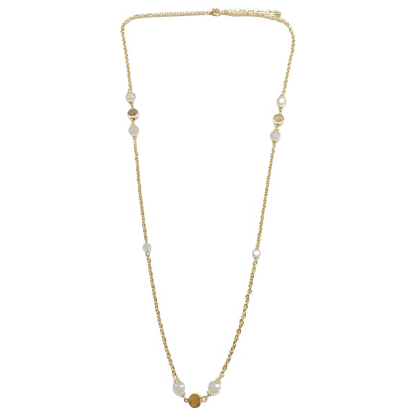 Ashley Cooper(tm) White & Gold Accent Beaded Long Necklace - image 