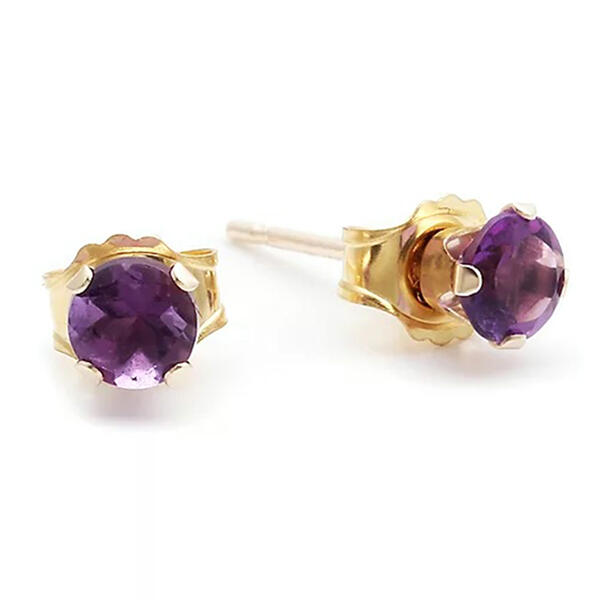 10kt. Gold 4mm Amethyst Stud Earrings - image 