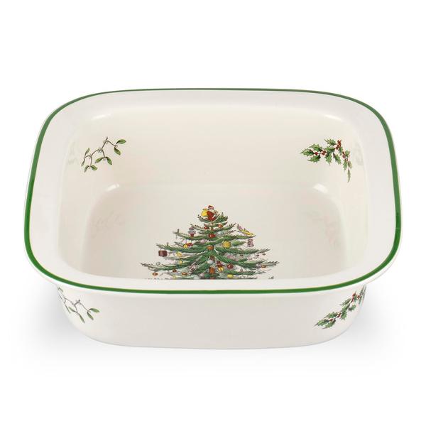 Portmeiron Christmas Tree 10in. Square Rim Dish Baker - image 
