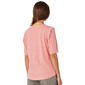 Womens Democracy Elbow Sleeve Round Neck Embroidered Knit Tee - image 3