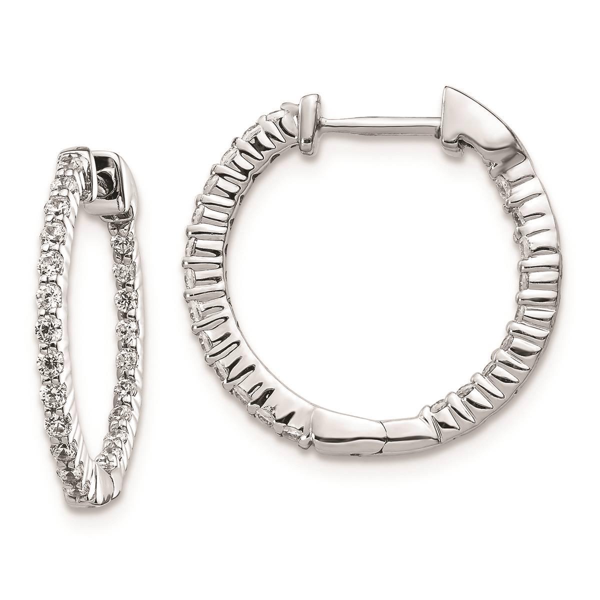 Pure Fire 14kt. White Gold Lab Grown Diamond Hinged Hoop...