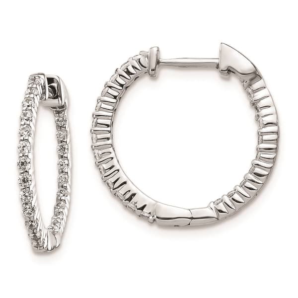 Pure Fire 14kt. White Gold Lab Grown Diamond Hinged Hoop Earrings - image 