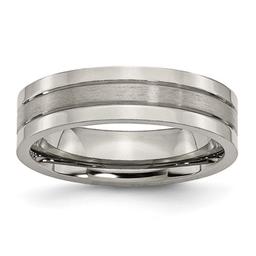 Mens Endless Affection(tm) 6mm Polished & Grooved Titanium Band