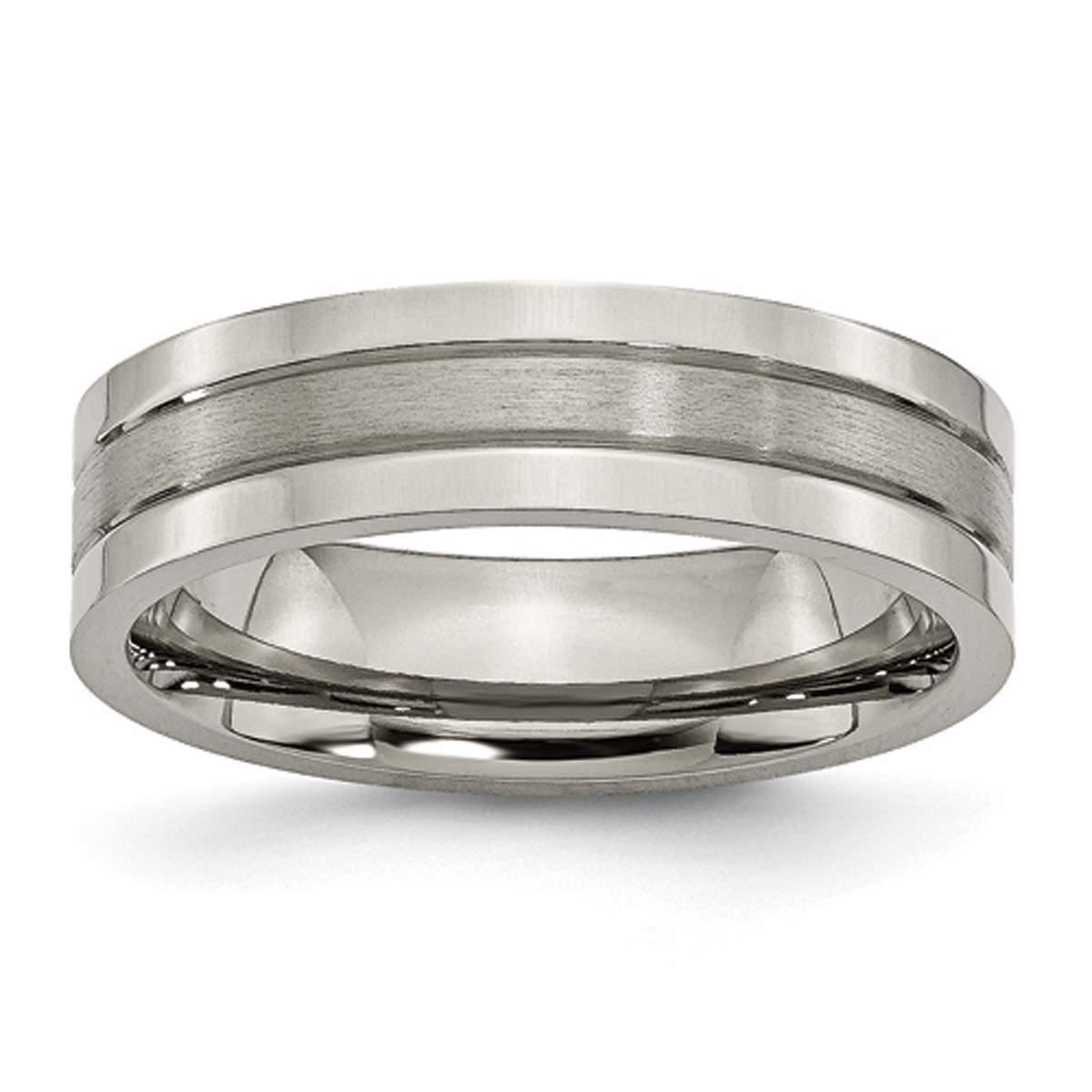Mens Endless Affection(tm) 6mm Polished & Grooved Titanium Band