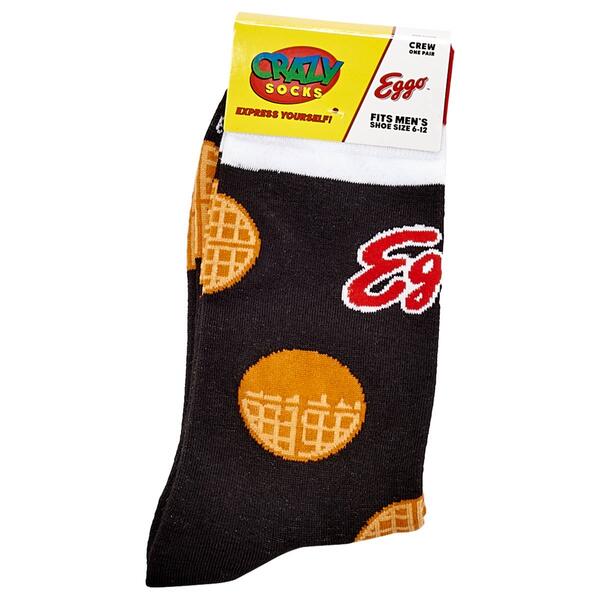 Mens Crazy Socks Eggo Waffles Crew Socks - image 