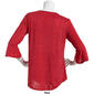 Womens Notations 3/4 Ruffle Sleeve Disco Dot Keyhole Blouse - image 2
