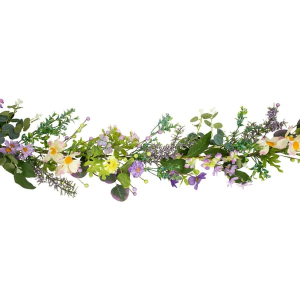 Northlight Seasonal Daisy & Mixed Foliage Floral Spring Garland