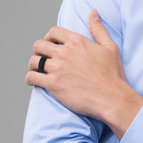 Mens Gentlemen''s Classics™ Black Silicone 8mm Wedding Band