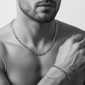 Mens Iron Saints 6mm Figaro Link Silver Necklace Bracelet Set - image 4