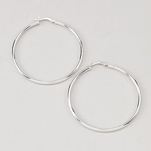 Ellen Tracy Sterling Silver Round Hoop Earrings - image 