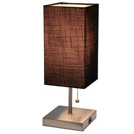 Simple Designs Petite Stick Lamp with USB Charging Port & Shade
