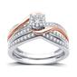 Loveblooms&#40;tm&#41; Two-Tone 3/8cttw. Diamond Halo Bypass Bridal Set - image 1