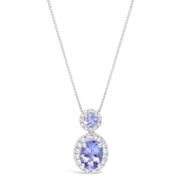 10kt. White Gold Round Tanzanite Pendant - image 