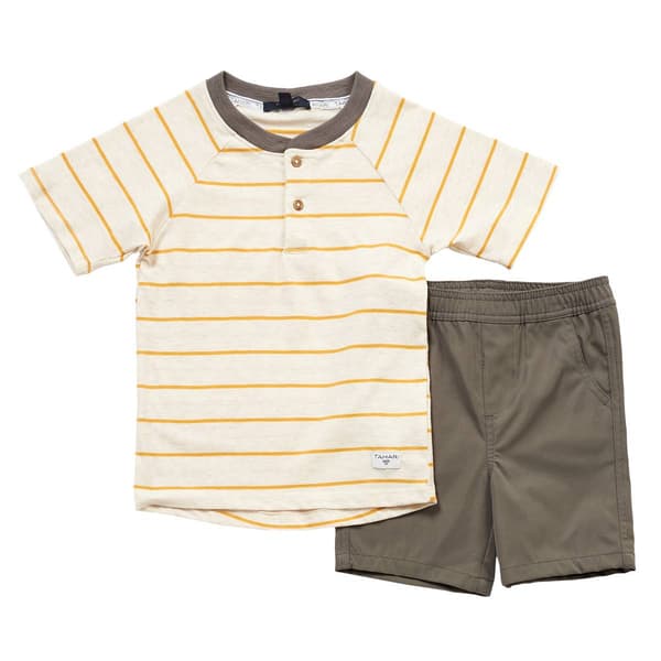 Baby Boy &#40;12-24M&#41; Tahari Short Sleeve Stripe Top & Woven Shorts - image 
