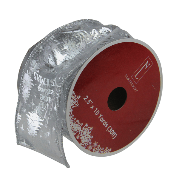 Northlight 12ct. Silver Wired Christmas Words Craft Ribbon Spools