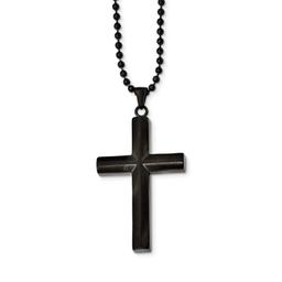 Mens Gentlemen's Classics(tm) Black Plated & Brushed Cross Necklace