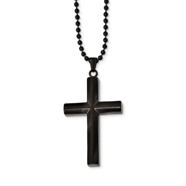 Mens Gentlemen's Classics&#40;tm&#41; Black Plated & Brushed Cross Necklace - image 