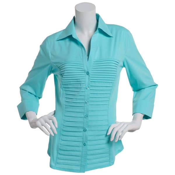Plus Size Zac & Rachel Solid Knit To Fit Casual Button Down