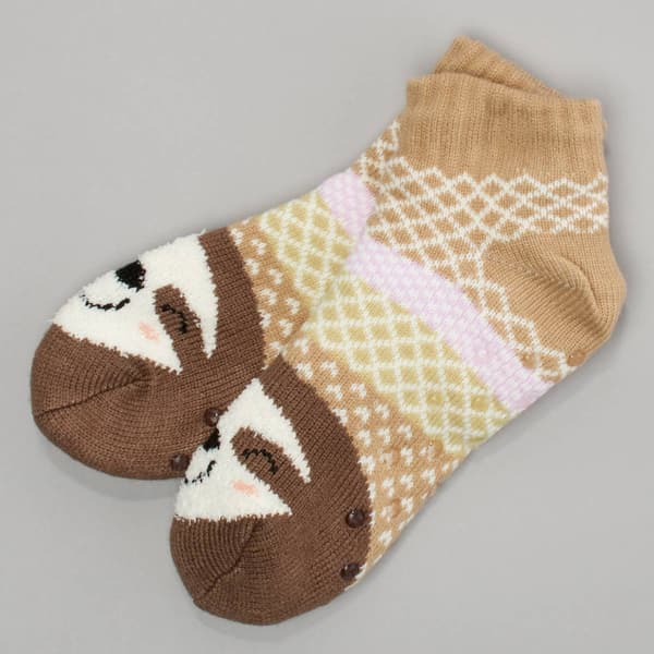 Womens Fuzzy Babba Short Cozy Warmer Ribbed Sloth Slipper Socks - image 