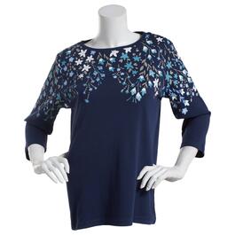 Plus Size Hasting & Smith 3/4 Sleeve Floral Boat Neck Tee