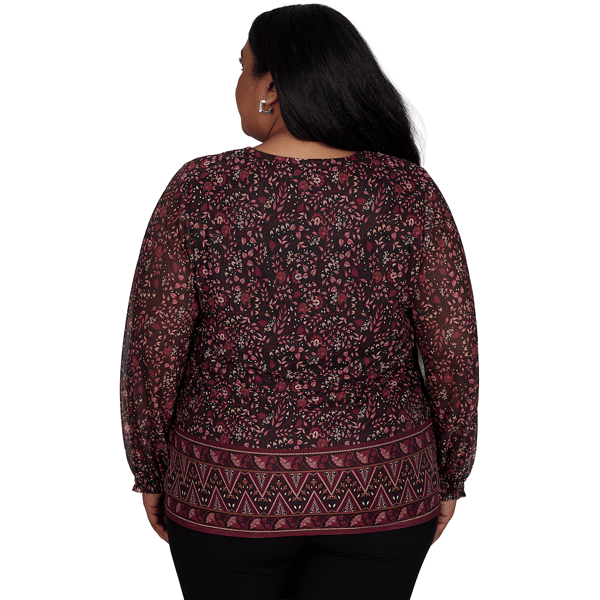 Plus Size Skye''s the Limit Wild Romance Long Sleeve Floral Blouse