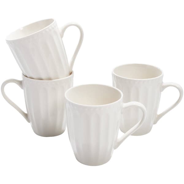 Famous Brand Set of 4 12oz. Ceramic Mugs with Fluted Design - image 
