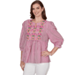 Petite Ruby Rd. Hothouse Florals Stripe Embroidery Blouse - image 3
