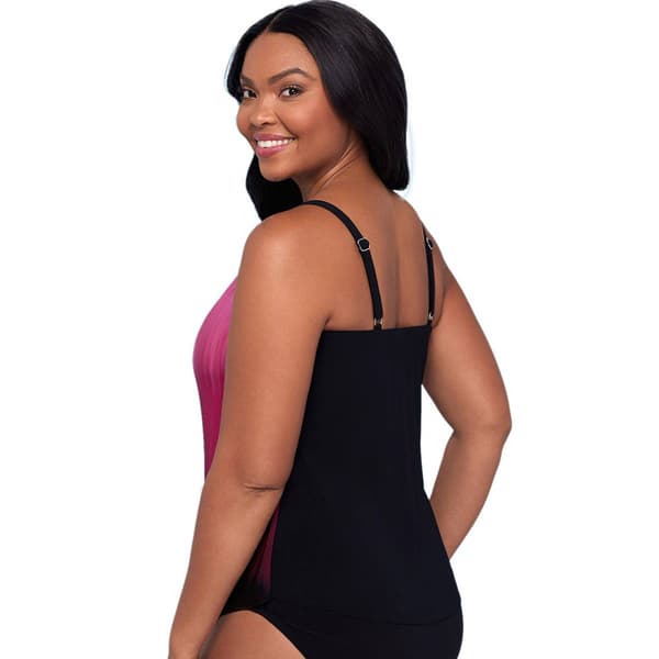 Womens TrimShaper Rose Ombre Hanky Hem Tankini Swim Top