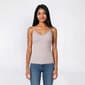 Juniors Pink Rose Rib Lace Trim Long Camisole w/ Dots - image 1