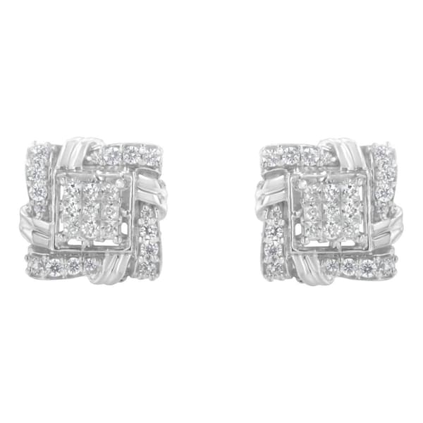 Haus of Brilliance Sterling Silver 1/2ctw. Diamond Stud Earrings