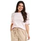 Womens Erika Ruby Ruched Elbow Sleeve Stripe Tee - image 1