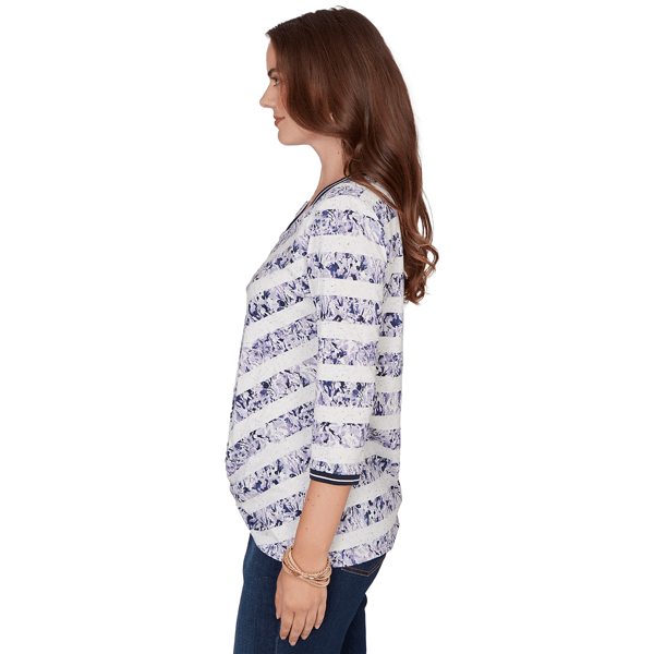 Petite Ruby Rd. Jetsetter Floral Chevron Knot Front Blouse
