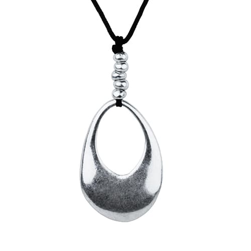 Roman Intention Silver-Tone Pear Pendant Necklace