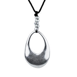 Roman Intention Silver-Tone Pear Pendant Necklace