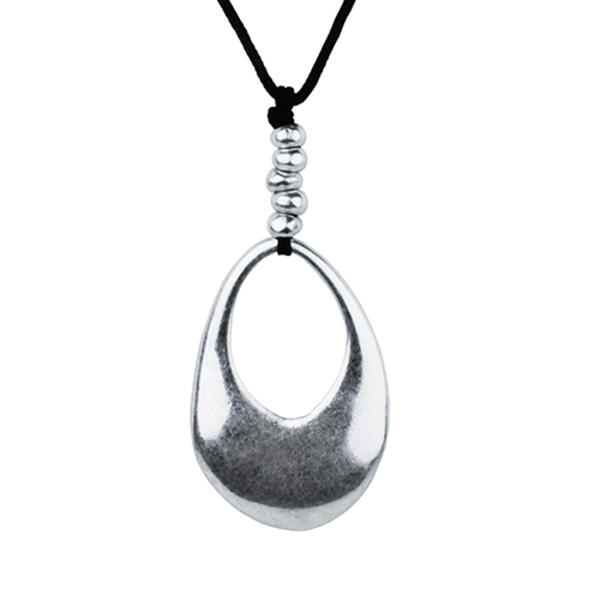 Roman Intention Silver-Tone Pear Pendant Necklace - image 