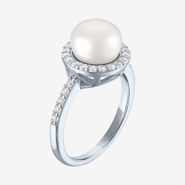 Gemstone Classics™ Lab Grown White Sapphire & Pearl Halo Ring