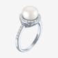 Gemstone Classics™ Lab Grown White Sapphire & Pearl Halo Ring - image 4