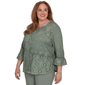 Plus Size Alfred Dunner Provence Flounce Sleeve Patchwork Blouse - image 3
