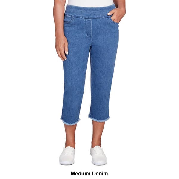 Womens Alfred Dunner Classics_S5 Denim Fringe Capri Pants