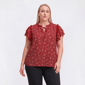 Plus Size NY Collection Flutter Sleeve Heart Dot Tie Neck Blouse - image 1
